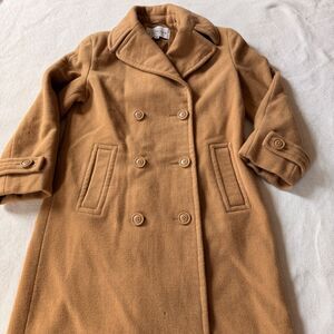 Vintage J.G. Hook Camel Wool-Blend Peacoat|trench tan caramel winter holiday